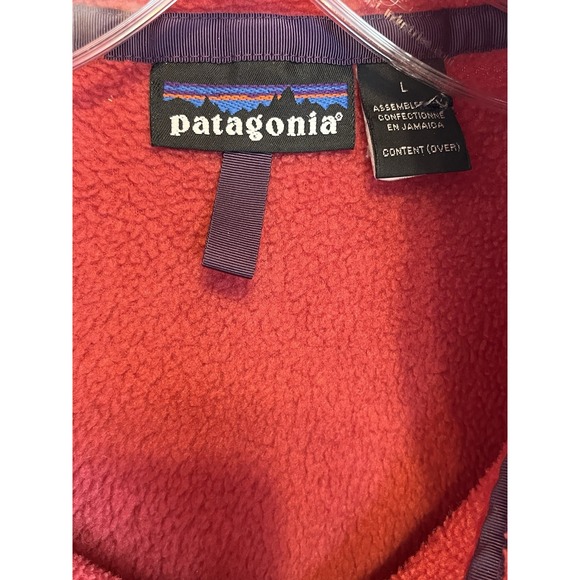 VTG 90s Patagonia Synchilla Snap T Fleece Red And Purple Size Large - Picture 2 of 6